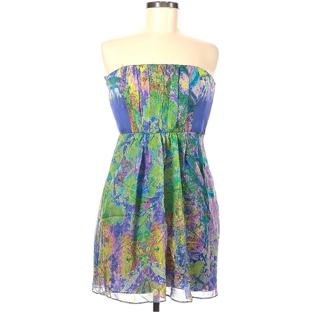 Tibi Silk Stained‎ Glass Strapless Cocktail Dress - Picture 2 of 6